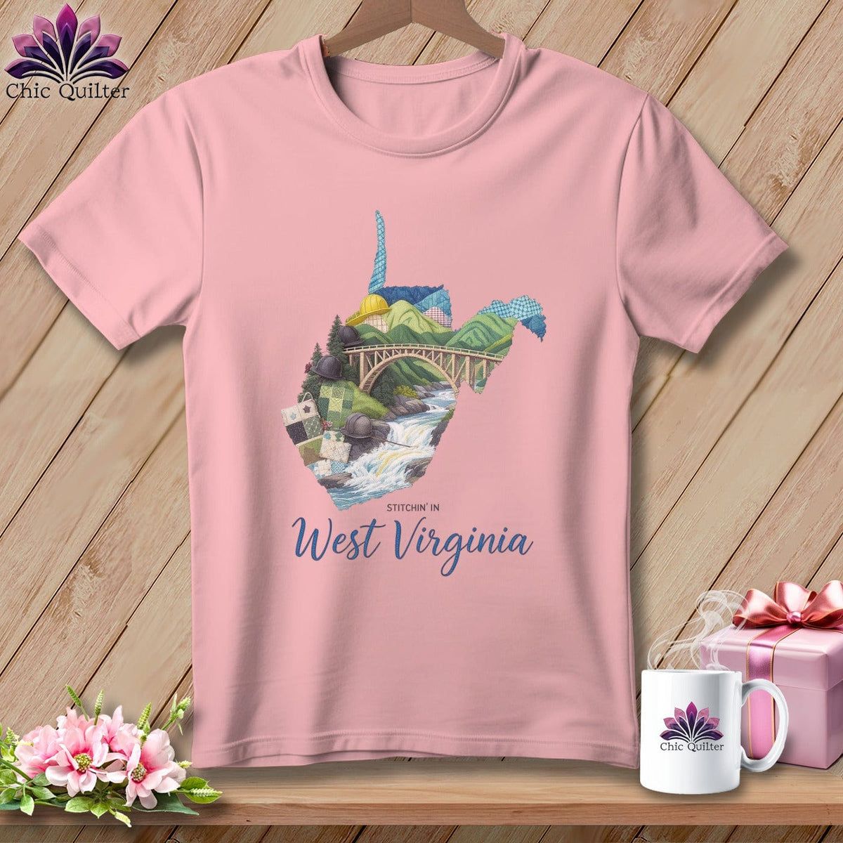 MyDesigns Physical Item S / Pink Stitchin' in West Virginia ~ Relaxed Fit Tee