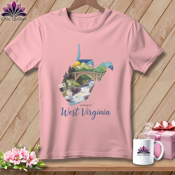 MyDesigns Physical Item S / Pink Stitchin' in West Virginia ~ Relaxed Fit Tee