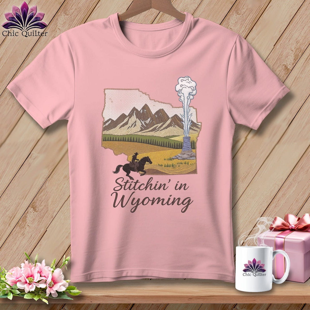 MyDesigns Physical Item S / Pink Stitchin' in Wyoming ~ Relaxed Fit Tee