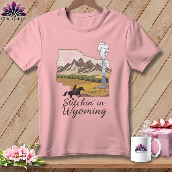 MyDesigns Physical Item S / Pink Stitchin' in Wyoming ~ Relaxed Fit Tee