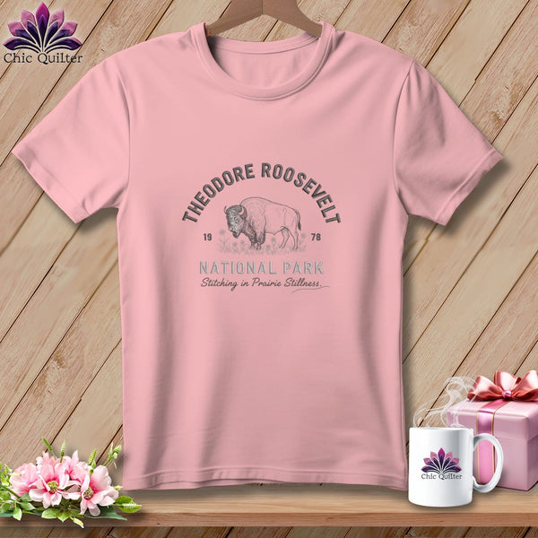 MyDesigns Physical Item S / Pink Theodore Roosevelt National Park, Stitchin In Beauty ~ Relaxed Fit Tee