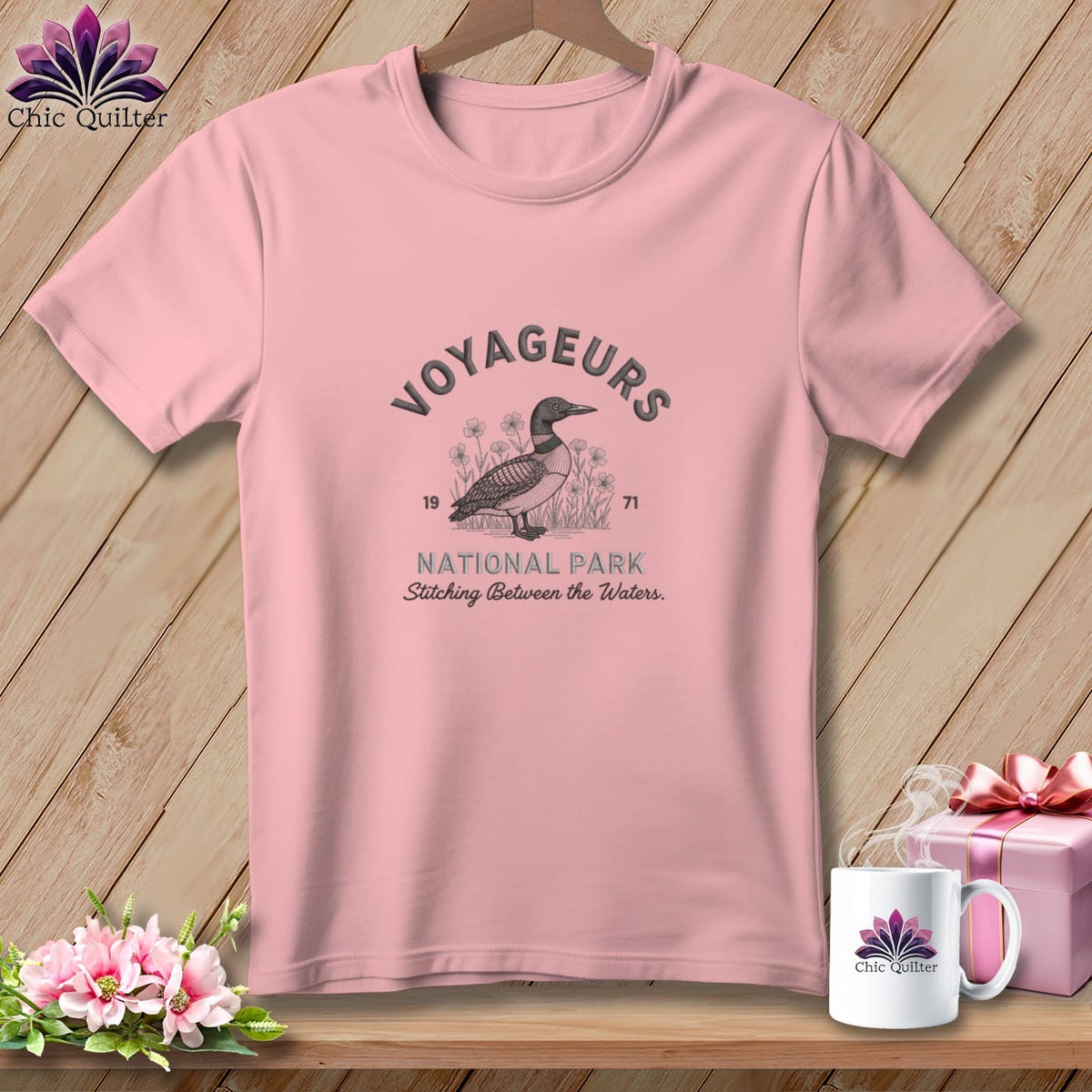 MyDesigns Physical Item S / Pink Voyageurs National Park, Stitchin In Beauty ~ Relaxed Fit Tee