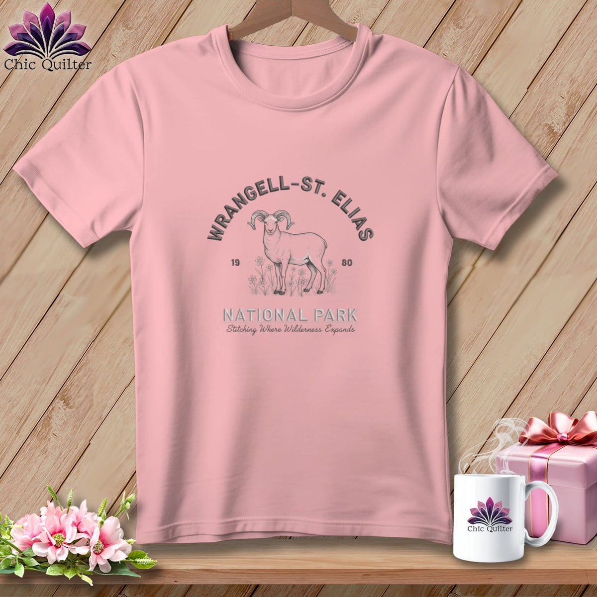 MyDesigns Physical Item S / Pink Wrangell-St. Elias National Park, Stitchin In Beauty ~ Relaxed Fit Tee