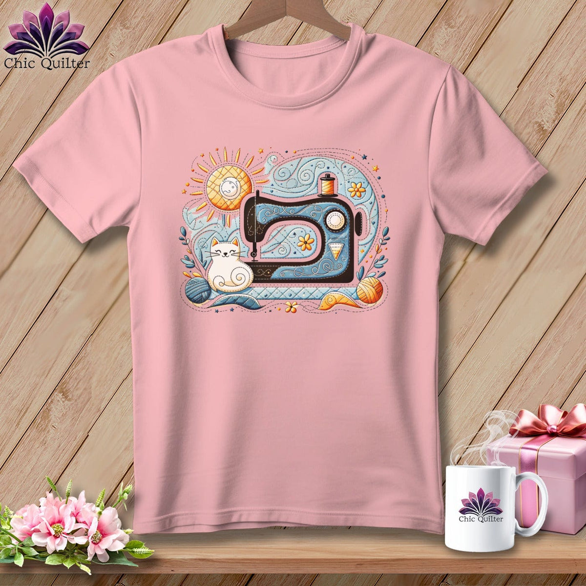 MyDesigns Physical Item S / Pink Zen Kitty Quilter ~ Relaxed Fit Tee