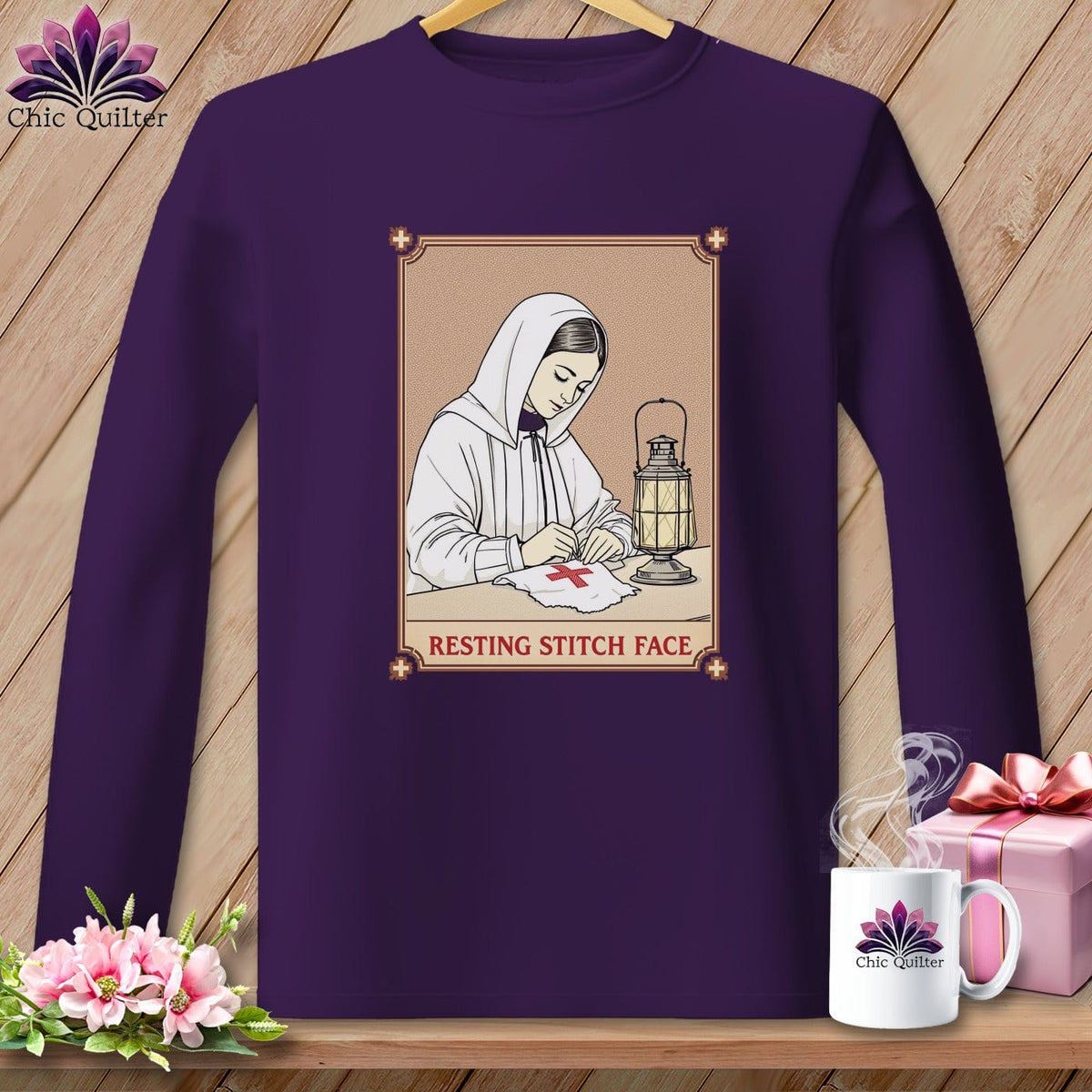 MyDesigns Physical Item S / Purple Florence Needle-Gale - Resting Stitch Face ~ Long Sleeve T-Shirt