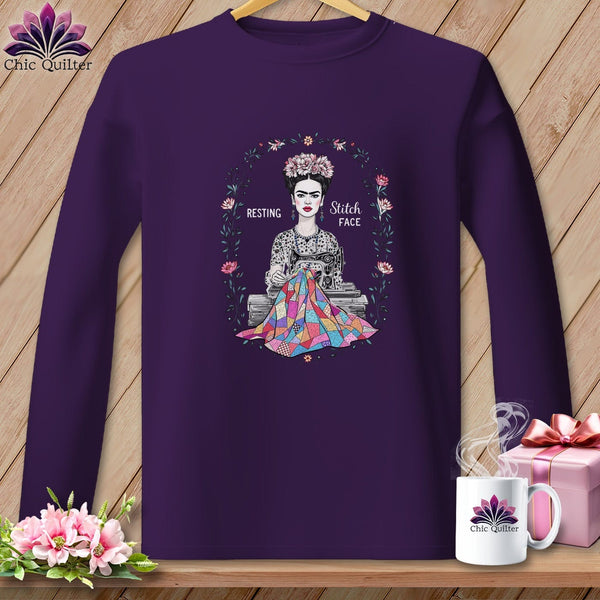 MyDesigns Physical Item S / Purple Fray-da Kahio - Resting Stitch Face ~ Long Sleeve Tee