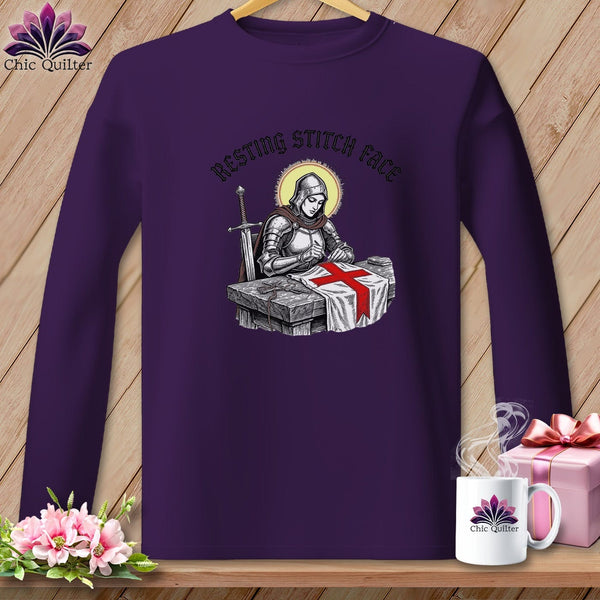 MyDesigns Physical Item S / Purple Joan of Sew - Resting Stitch Face ~ Long Sleeve T-Shirt