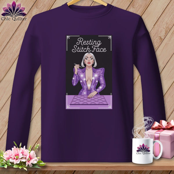 MyDesigns Physical Item S / Purple Lacy Gagga - Resting Stitch Face ~ Long Sleeve Tee
