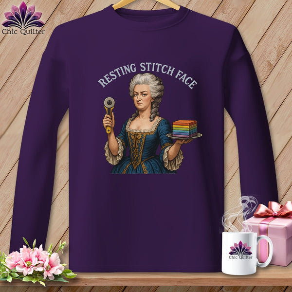 MyDesigns Physical Item S / Purple Marie FabCakes-Nette - Resting Stitch Face ~ Long Sleeve Tee