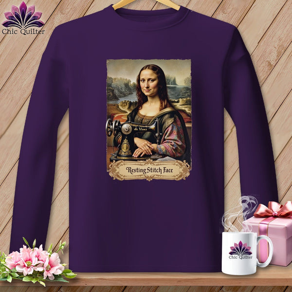 MyDesigns Physical Item S / Purple Mona Sewsa - Resting Stitch Face ~ Long Sleeve T-Shirt