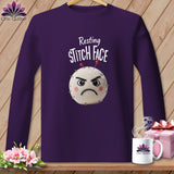 MyDesigns Physical Item S / Purple Ouch - Resting Stitch Face ~ Long Sleeve Tee