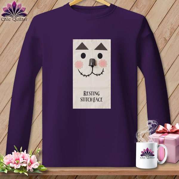 MyDesigns Physical Item S / Purple Patch - Resting Stitch Face ~ Long Sleeve T-Shirt