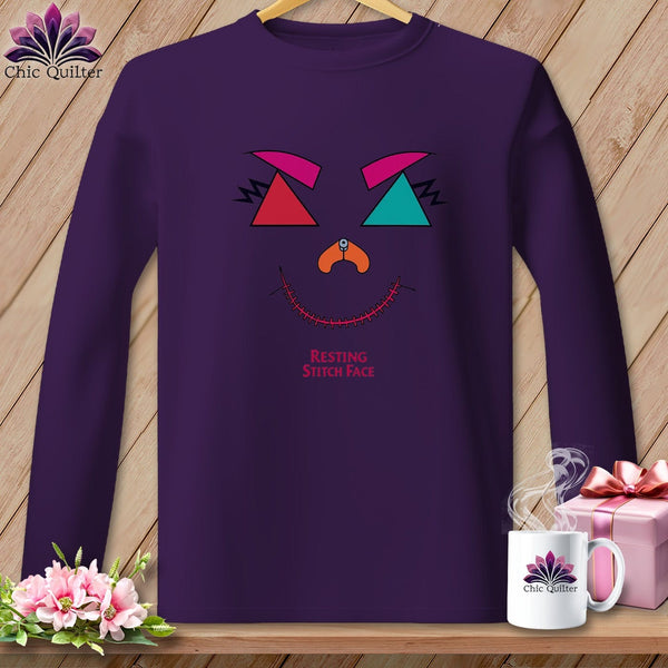 MyDesigns Physical Item S / Purple Psychedelic Face - Resting Stitch Face ~ Long Sleeve Tee