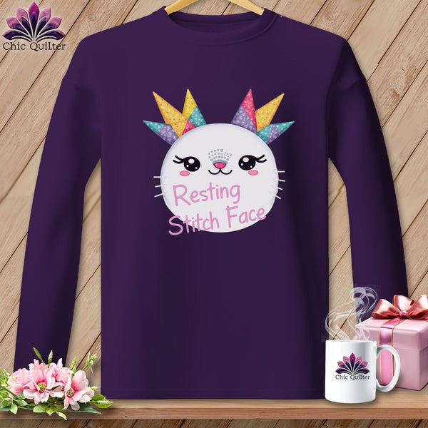 MyDesigns Physical Item S / Purple Quirky Impact - Resting Stitch Face ~ Long Sleeve Tee