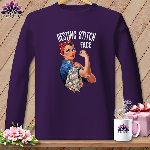MyDesigns Physical Item S / Purple Rosie the Binder - Resting Stitch Face ~ Long Sleeve Tee