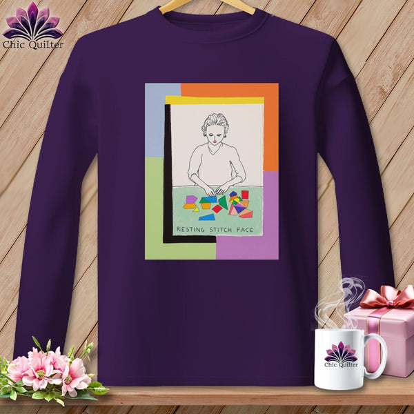 MyDesigns Physical Item S / Purple Sew-Nia Delaunay - Resting Stitch Face ~ Long Sleeve Tee