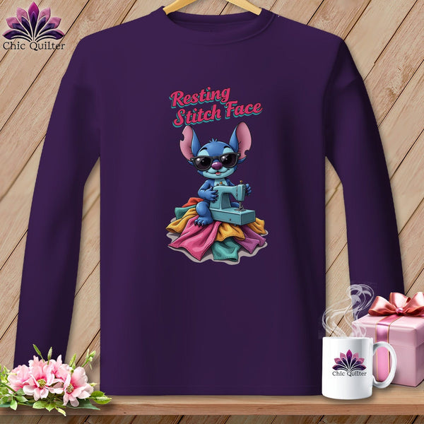 MyDesigns Physical Item S / Purple Snither Stitcher - Resting Stitch Face ~ Long Sleeve Tee