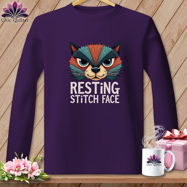 MyDesigns Physical Item S / Purple Stitch Face - Resting Stitch Face ~ Long Sleeve T-Shirt