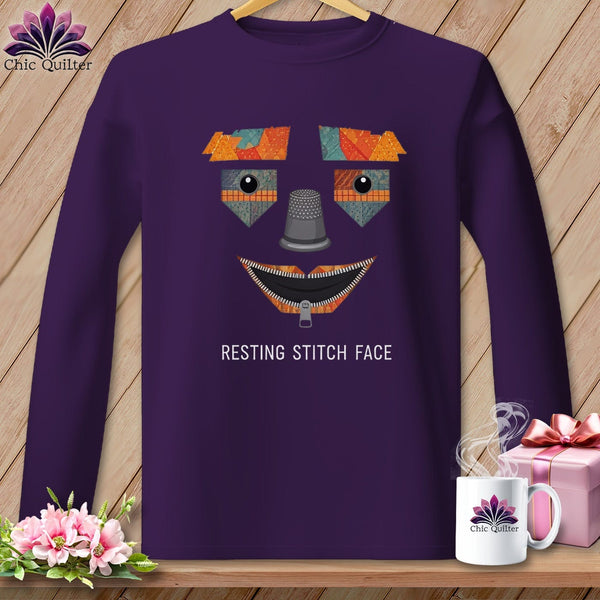 MyDesigns Physical Item S / Purple Strawman - Resting Stitch Face ~ Long Sleeve T-Shirt