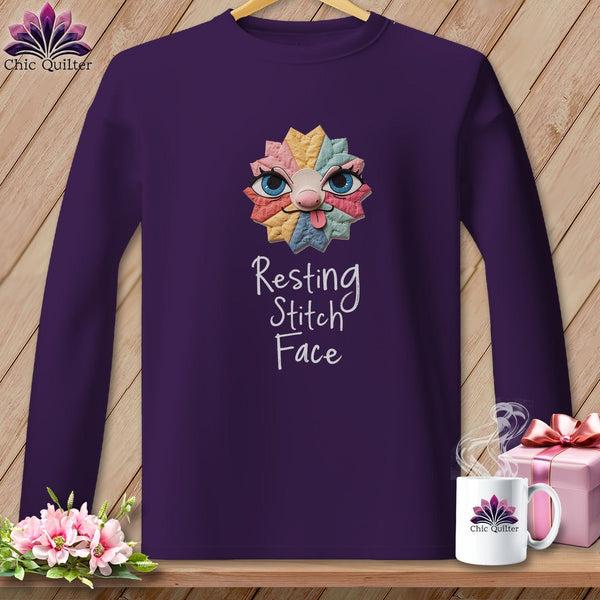 MyDesigns Physical Item S / Purple Tongue - Resting Stitch Face ~ Long Sleeve Tee