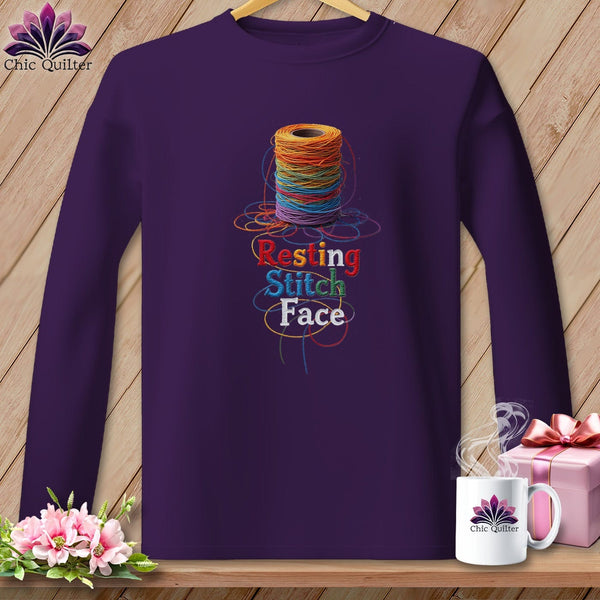 MyDesigns Physical Item S / Purple Twisted - Resting Stitch Face ~ Long Sleeve Tee