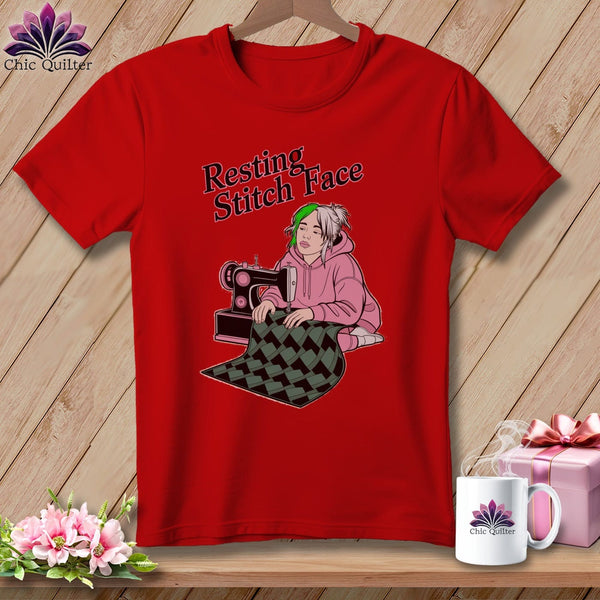 MyDesigns Physical Item S / Red Bias Billie - Resting Stitch Face ~ Relaxed Fit Tee