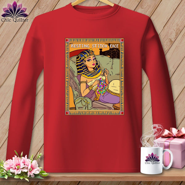 MyDesigns Physical Item S / Red Cleo Patch Ra - Resting Stitch Face ~ Long Sleeve Tee