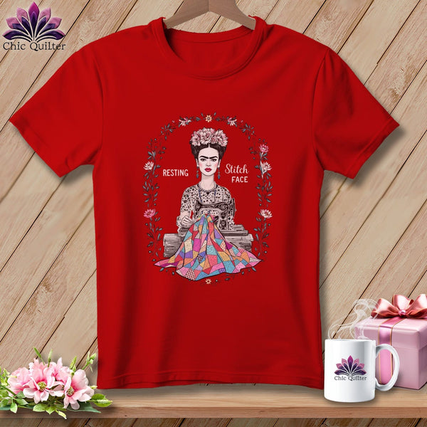MyDesigns Physical Item S / Red Fray-da Kahio - Resting Stitch Face ~ Relaxed Fit Tee