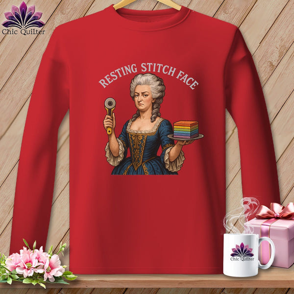 MyDesigns Physical Item S / Red Marie FabCakes-Nette - Resting Stitch Face ~ Long Sleeve Tee