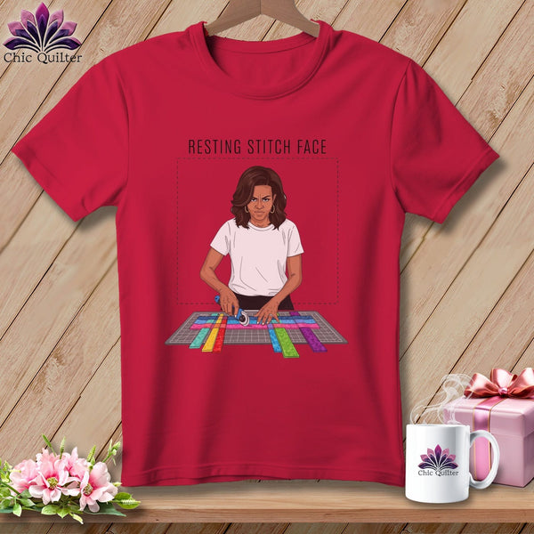 MyDesigns Physical Item S / Red Mich Sew - Resting Stitch Face ~ Premium Tee