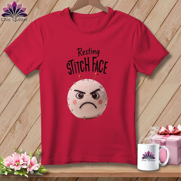 MyDesigns Physical Item S / Red Ouch - Resting Stitch Face ~ Premium Tee