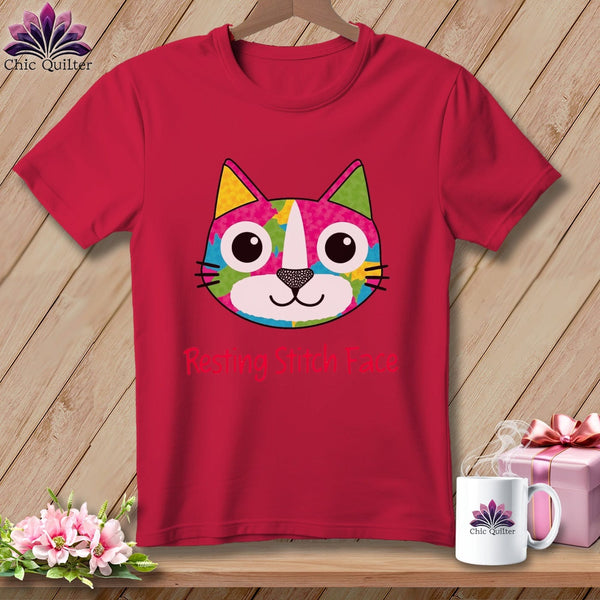 MyDesigns Physical Item S / Red Patchwork Smile - Resting Stitch Face ~ Premium Tee