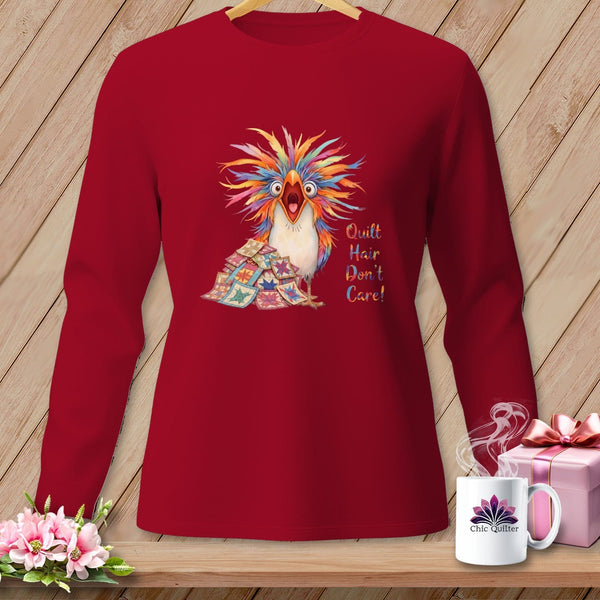 MyDesigns Physical Item S / Red Quilt Hair Don’t Care ~ Chaos Finch ~ Long Sleeve Tee