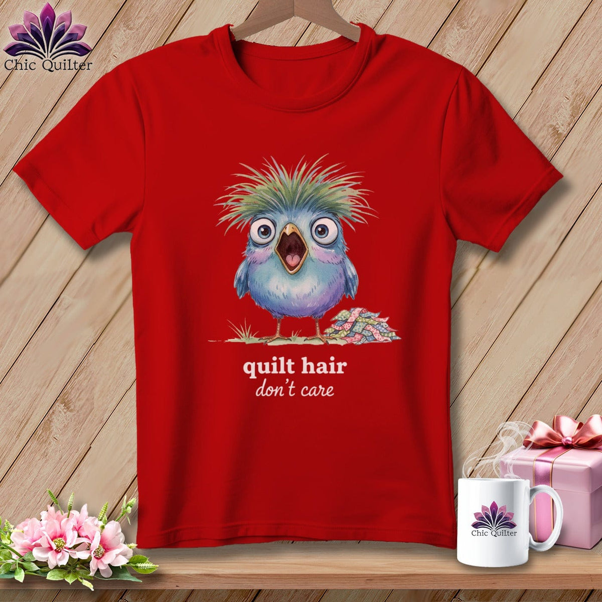 MyDesigns Physical Item S / Red Quilt Hair Don’t Care ~ Frizzle Mae ~ Relaxed Fit Tee