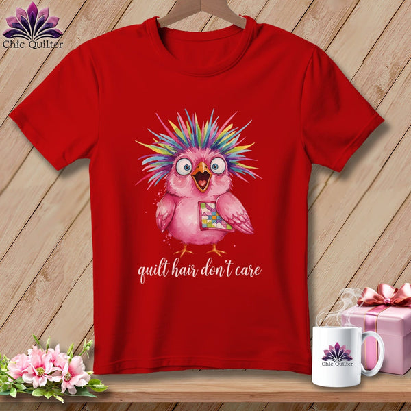 MyDesigns Physical Item S / Red Quilt Hair Don’t Care ~ Peaches Plume ~ Relaxed Fit Tee
