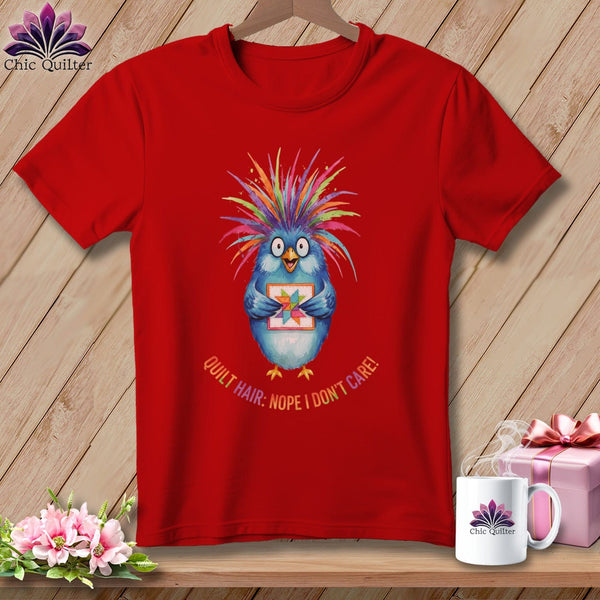 MyDesigns Physical Item S / Red Quilt Hair Don’t Care ~ Ruckus Jay ~ Relaxed Fit Tee