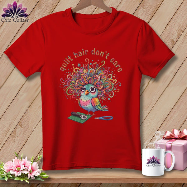 MyDesigns Physical Item S / Red Quilt Hair Don’t Care ~ Snipsy Wren ~ Relaxed Fit Tee