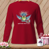 MyDesigns Physical Item S / Red Quilt Hair Don’t Care ~ Ziggy Bobbin ~ Long Sleeve Tee