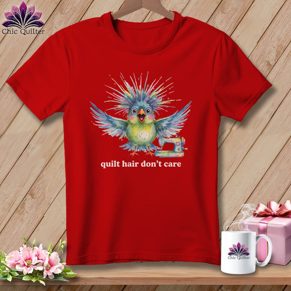 MyDesigns Physical Item S / Red Quilt Hair Don’t Care ~ Ziggy Bobbin ~ Relaxed Fit Tee