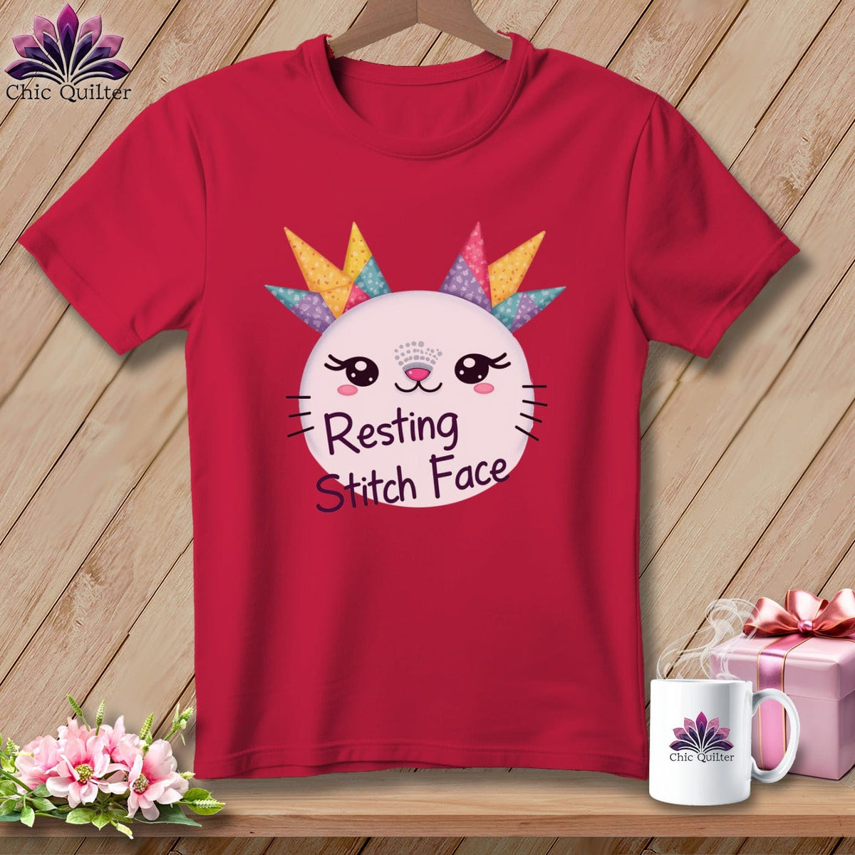 MyDesigns Physical Item S / Red Quirky Impact - Resting Stitch Face ~ Premium Tee