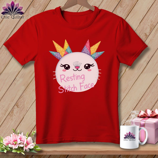 MyDesigns Physical Item S / Red Quirky Impact - Resting Stitch Face ~ Relaxed Fit Tee