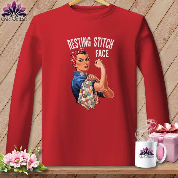 MyDesigns Physical Item S / Red Rosie the Binder - Resting Stitch Face ~ Long Sleeve Tee