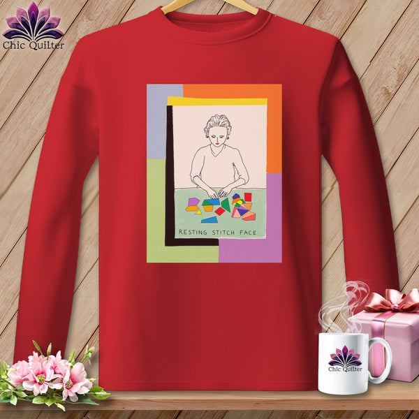 MyDesigns Physical Item S / Red Sew-Nia Delaunay - Resting Stitch Face ~ Long Sleeve Tee