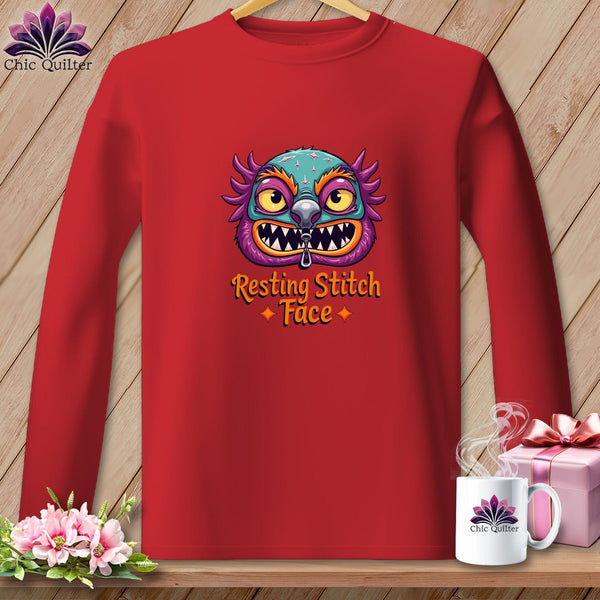 MyDesigns Physical Item S / Red Snipzilla - Resting Stitch Face ~ Long Sleeve Tee