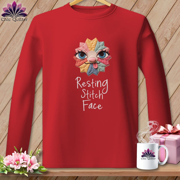 MyDesigns Physical Item S / Red Tongue - Resting Stitch Face ~ Long Sleeve Tee