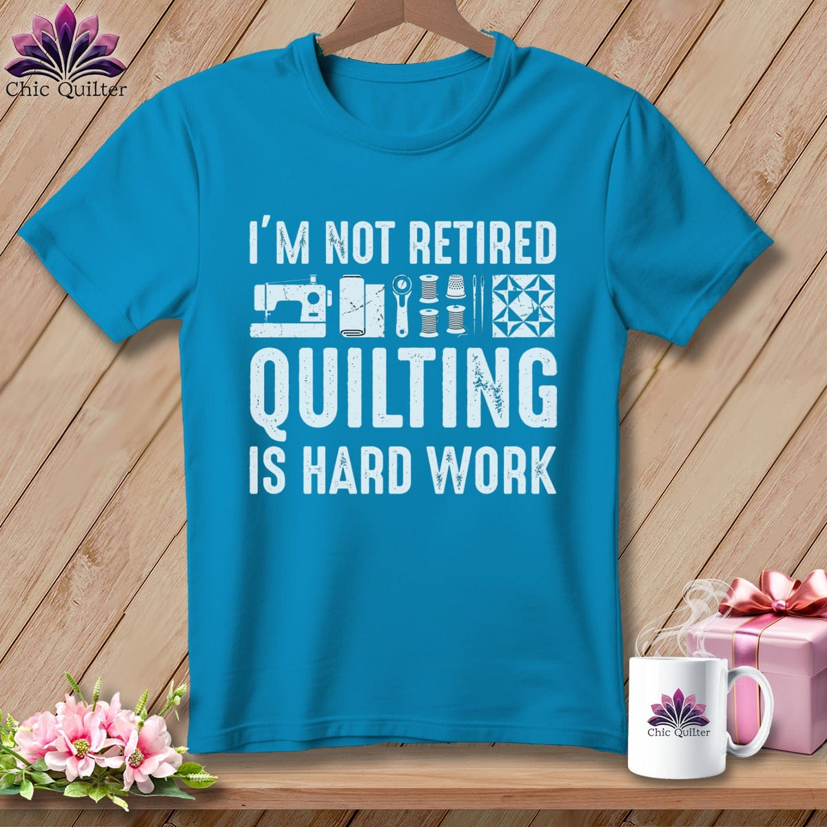 MyDesigns Physical Item S / Royal Caribe I’m Not Retired ~ Quilting is Hard Work ~ Premium Tee