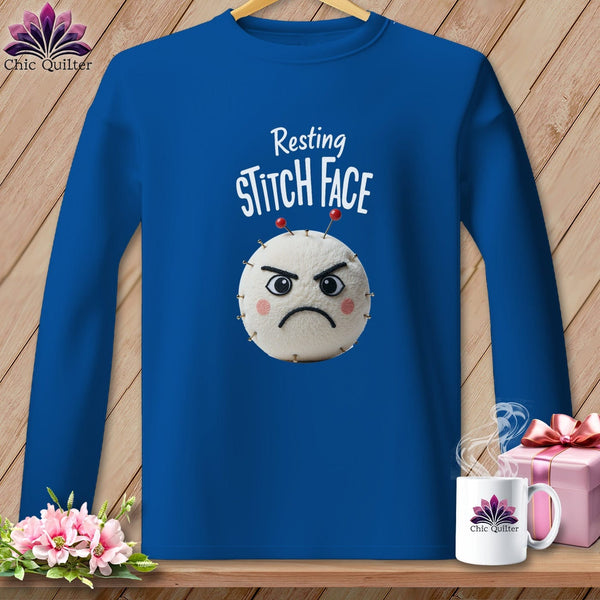 MyDesigns Physical Item S / Royal Ouch - Resting Stitch Face ~ Long Sleeve Tee