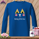 MyDesigns Physical Item S / Royal Patchwork Face - Resting Stitch Face ~ Long Sleeve Tee