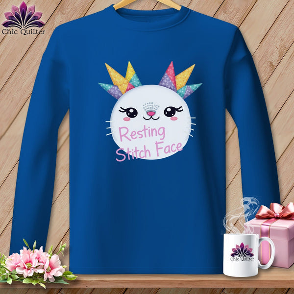 MyDesigns Physical Item S / Royal Quirky Impact - Resting Stitch Face ~ Long Sleeve Tee