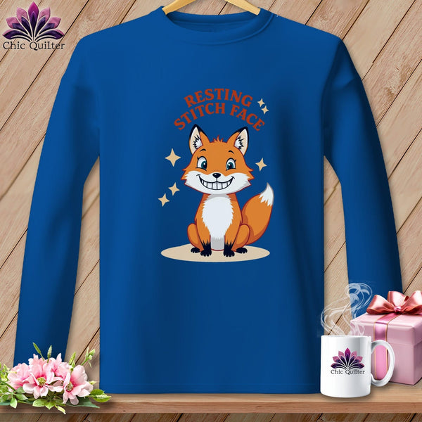 MyDesigns Physical Item S / Royal Silly Fox - Resting Stitch Face ~ Long Sleeve Tee
